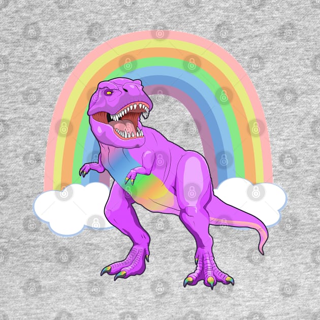 Pride T Rex Dinosaur LGBTQ Ally Rainbow by RongWay